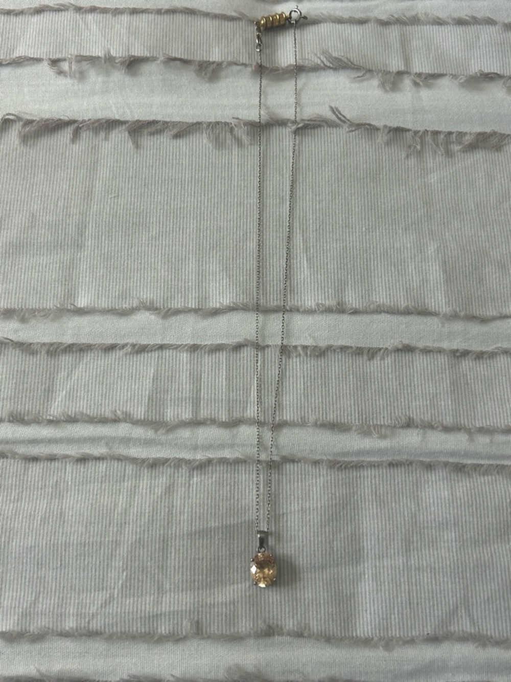 Vintage Silver Chain Necklace with Champagne Pendant - Women Jewelry